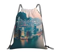 LUUBVV Mochila reutilizable con cordón y estampado de Hong Kong para | Ligera deportiva, gimnasio, hombres, mujeres, viajes, trabajo, compras, salir, compacta