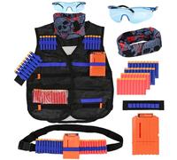 LUUFAN Kit de chaleco táctico para la serie Nerf Guns con clips de recarga, dardos de recarga, muñequera, máscara táctica protectora y cinturones de dardos para niños y niñas, regalo de cumpleaños,