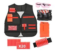 LUUFAN Kit de chaleco táctico para pistolas Nerf con clips de recarga, dardos de recarga, muñequera, máscara táctica, gafas protectoras para niños y niñas, regalo de cumpleaños y Acción de Gracias