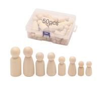 LUUFAN Muñeca de madera con clavija de madera, 4 tamaños, sin acabar, para mujer, macho, cuerpos lisos, muñecas de ángel para manualidades, bodas, fiestas (paquete de 50)