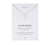 LUUK LIFESTYLE Collar con colgante ardilla y de acero inoxidable tarjeta frase HAPPINESS (50 cm), cadena resistente al agua, amuleto de la suerte, joyería minimalista, regalo para mujer, plateado