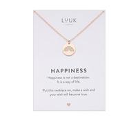 LUUK LIFESTYLE Collar de acero inoxidable con el símbolo del arco iris, idea de regalo para ella, 50 cm, símbolo de la suerte, oro rosa