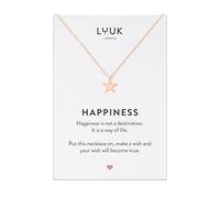 LUUK LIFESTYLE Collar de filigrana de acero inoxidable con diseño refinado, con colgante de estrella y tarjeta HAPPINESS, idea de regalo, joyería de moda para mujeres y niñas, antiarañazos, rosa