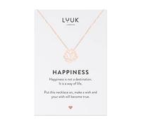 LUUK LIFESTYLE Collar de filigrana de acero inoxidable con diseño refinado, con colgante de Flor de Loto y tarjeta HAPPINESS, idea de regalo San valentino, cumpleaños, joyería de moda femenina, rosa