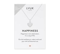LUUK LIFESTYLE Collar de plata de ley 925 con colgante de corazón y tarjeta HAPPINESS, regalo para mujer, niña, símbolo de amor eterno, amuleto de buena suerte, diseño minimalista, plata