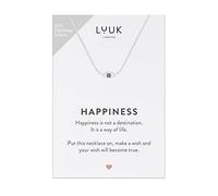 LUUK LIFESTYLE Collar de plata de ley 925 con colgante de ojo turco, tarjeta de HAPPINESS, amuleto de la suerte, sencillo, joyas para mujeres, símbolo de protección, plateado