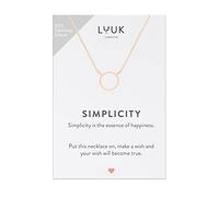 LUUK LIFESTYLE Collar de plata de ley 925 con colgante en forma de aro I círculo y tarjeta mensaje SIMPLICITY, amuleto de la suerte, joyería de mujer, diseño circular, bisutería elegante, oro rosa