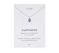 LUUK LIFESTYLE Collar delicado de plata esterlina con colgante básico de cristal solitario, piedra de circonita, idea de regalo para mujer, joyería piedra de nacimiento, azul marino y plata