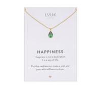 LUUK LIFESTYLE Collar elegante de plata esterlina con colgante básico de cristal solitario, piedra de circonita, idea de regalo para mujer, joyería piedra de nacimiento, verde y oro
