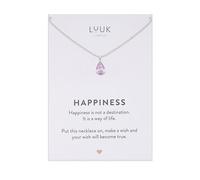 LUUK LIFESTYLE Collar elegante de plata esterlina con colgante básico de cristal solitario, piedra de circonita, idea de regalo para mujer, joyería piedra de nacimiento, lila y plata