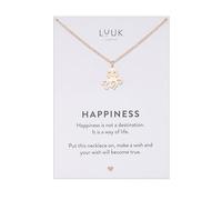 LUUK LIFESTYLE Collar pulpo pequeño longitud ajustable, colgante pulpo de acero inoxidable color rosa con tarjeta mensaje HAPPINESS idea de regalo comunión niña, cumpleaños, oro rosa