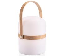 LUUK LIFESTYLE Linterna de diseño XXL con asa de madera, duración de 72 horas, recargable por USB y regulable, 36 cm