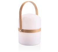 LUUK LIFESTYLE Linterna LED moderna para exteriores mesa e interiores, lámpara de mesa con batería de madera en diseño escandinavo, duración de luz de 72 horas