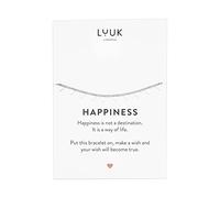 LUUK LIFESTYLE Pulsera con triangulitos colgantes de acero inoxidable y tarjeta mensaje HAPPINESS, idea de regalo para San Valentín, complemento joyería, pulsera de regalo santo chica, plateado