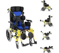 LuusMm Cartero De Silla De Ruedas Para Adultos/Niños De Parálisis Cerebral, Silla De Ruedas Plegable De Ancianos Livianos, Techo Ajustable/Postura Sentada/Altura Del Reposabrazos,Children