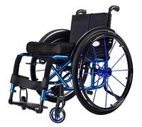 LuusMm Silla De Ruedas Deportiva Para Adultos, Silla De Ruedas De Movilidad De Transporte Liviano, Silla De Ruedas Para Discapacitados Manual De Ocio Portátil Plegable Todo Terreno,Blue 38cm