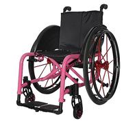 LuusMm Silla De Ruedas Deportiva Para Adultos, Silla De Ruedas De Movilidad De Transporte Liviano, Silla De Ruedas Para Discapacitados Manual De Ocio Portátil Plegable Todo Terreno,Pink 36cm
