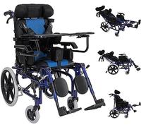 LuusMm Silla De Ruedas Reclinable Liviana, Silla De Ruedas Ajustable Plegable Para Niños/Adultos/Ancianos Con Parálisis Cerebral, Silla De Ruedas De Transporte, Protección De Piernas/Frenos,Adults