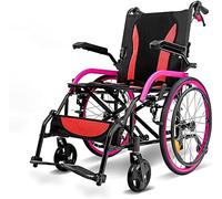 LuusMm Sillas De Ruedas Autopropulsadas, Sillas De Ruedas De Transporte Portátiles Ultraligeros, Sillas De Ruedas Manuales Al Aire Libre, Sillas De Ruedas De Viaje,Rojo