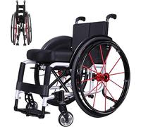LuusMm Sport Ligeweight Transport Mobile Sillas De Ruedas, Sillas De Ruedas Manuales Autopropulsadas, Dispositivo Anti-Inclinación Y Neumáticos Acolchados De 24 Pulgadas,Blanco