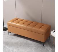 LUUYYI - Banco de almacenamiento otomano gris claro tapizado rectangular para recámara, sala de estar y entrada, elegante solución de almacenamiento final de la cama (naranja-90 x 40 x 43 cm)