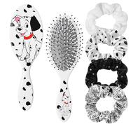 LUV HER Disney - Juego de accesorios para el cabello, 5 piezas: 1 cepillo para desenredar el cabello de 9 pulgadas y 4 coleteros, lazos elásticos para el cabello, a partir de 3 años