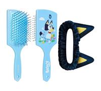 LUV HER Juego de cepillo para el pelo y diadema de spa para niñas - Características Bluey - Divertido kit de aseo para desenredar, peinar y cuidar la piel - Suave y elástico, talla única