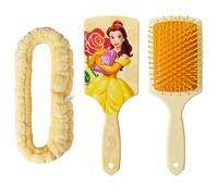 LUV HER Juego de cepillo para el pelo y diadema de spa para niñas, cuenta con Disney Bella de Beauty & Beast, divertido kit de aseo para desenredar, peinar y cuidar la piel, suave y elástico, talla