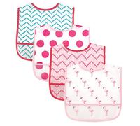 Luvable Friends 4 Piece Waterproof Bibs with Crumb Catcher, Flamingos by Luvable Friends