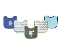 Luvable Friends 5 Piece Drooler Bibs with Waterproof Backing, Blue Robot by Luvable Friends