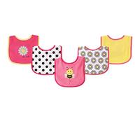 Luvable Friends 5 Piece Drooler Bibs with Waterproof Backing, Pink Bee by Luvable Friends