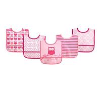Luvable Friends 5 Piece Waterproof Bibs with Crumb Catcher, Pink Owl by Luvable Friends