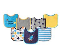 Luvable Friends 7 Piece Drooler Bibs with Waterproof Backing, Blue Spaceship by Luvable Friends
