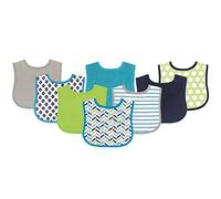 Luvable Friends 8 Piece Drooler Baby Bibs, Blue and Lime by Luvable Friends