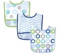 Luvable Friends Baberos unisex impermeables PEVA, círculo azul, talla única
