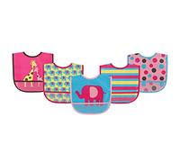 Luvable Friends Baberos unisex impermeables PEVA, jirafa rosa, talla única