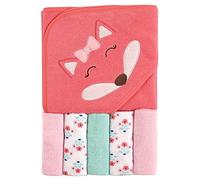Luvable Friends Hooded Towel and 5 Washcloths, Girl Fox