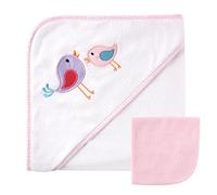Luvable Friends Hooded Towel and Washcloth, Pink Birds by Luvable Friends