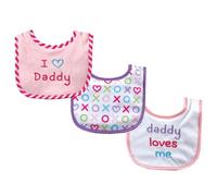Luvable Friends I Love Mommy and Daddy Baby Bibs, Pink Daddy, 3-Count