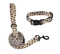 Luvable Friends Juego de collar y correa unisex para mascotas, leopardo, grande