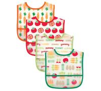 Luvable Friends Pack de 4 baberos resistentes al agua con bolsillo, color azul