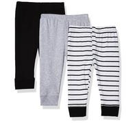 Luvable Friends - Pantalones unisex de algodσn para bebι, diseρo de rayas negras, paquete de 3, 6-9 meses