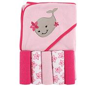 Luvable Friends Toalla Unisex con Capucha para bebé con Cinco Toallas, Ballena Femenina, Talla única