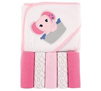 Luvable Friends Toalla Unisex con Capucha para bebé con Cinco Toallas, Elefante Rosa, Talla única