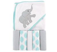 Luvable Friends Toalla Unisex con Capucha para bebé con Cinco Toallas, Ikat Elephant, Talla única