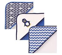 Luvable Friends Toallas Unisex con Capucha de Rizo de algodón para bebé, Mr Penguin, Talla única