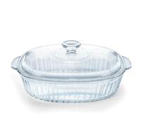 Luvan Cazuela de Vidrio de 2.8L/3Qt con Tapa y Asa, Placa de Horno de Vidrio Transparente sin Plomo, Apta para Horno y Microondas, Ideal para Marinar, Hornear y Cocinar