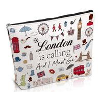Luvart Regalos de recuerdo de viaje de Londres, regalos británicos para mujeres y niñas, bolsa de maquillaje de viaje de vacaciones en Londres, 1 pieza London 319, Neceser de maquillaje