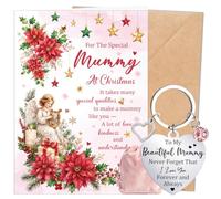 Luvart Tarjeta de Navidad para mamá con sobre, llavero, regalo de Navidad | 2 unidades, 13 x 18 cm, interior en blanco, impresión de doble cara, fácil de escribir, papel grueso