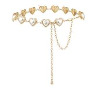 Luvatar - Cinturón de cadena de metal para blusa, vestido, suéter, cinturón de cadena, Golden-s95, M